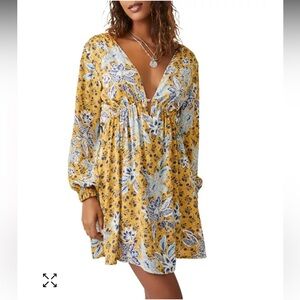 Free People Soli Mini Dress Golden Hour Combo Size Medium New With Tag